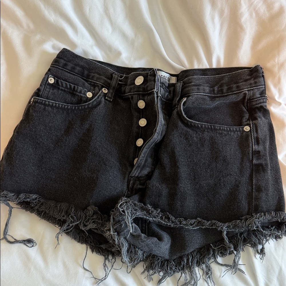 Agolde Black Distressed Cutoff Jean Shorts